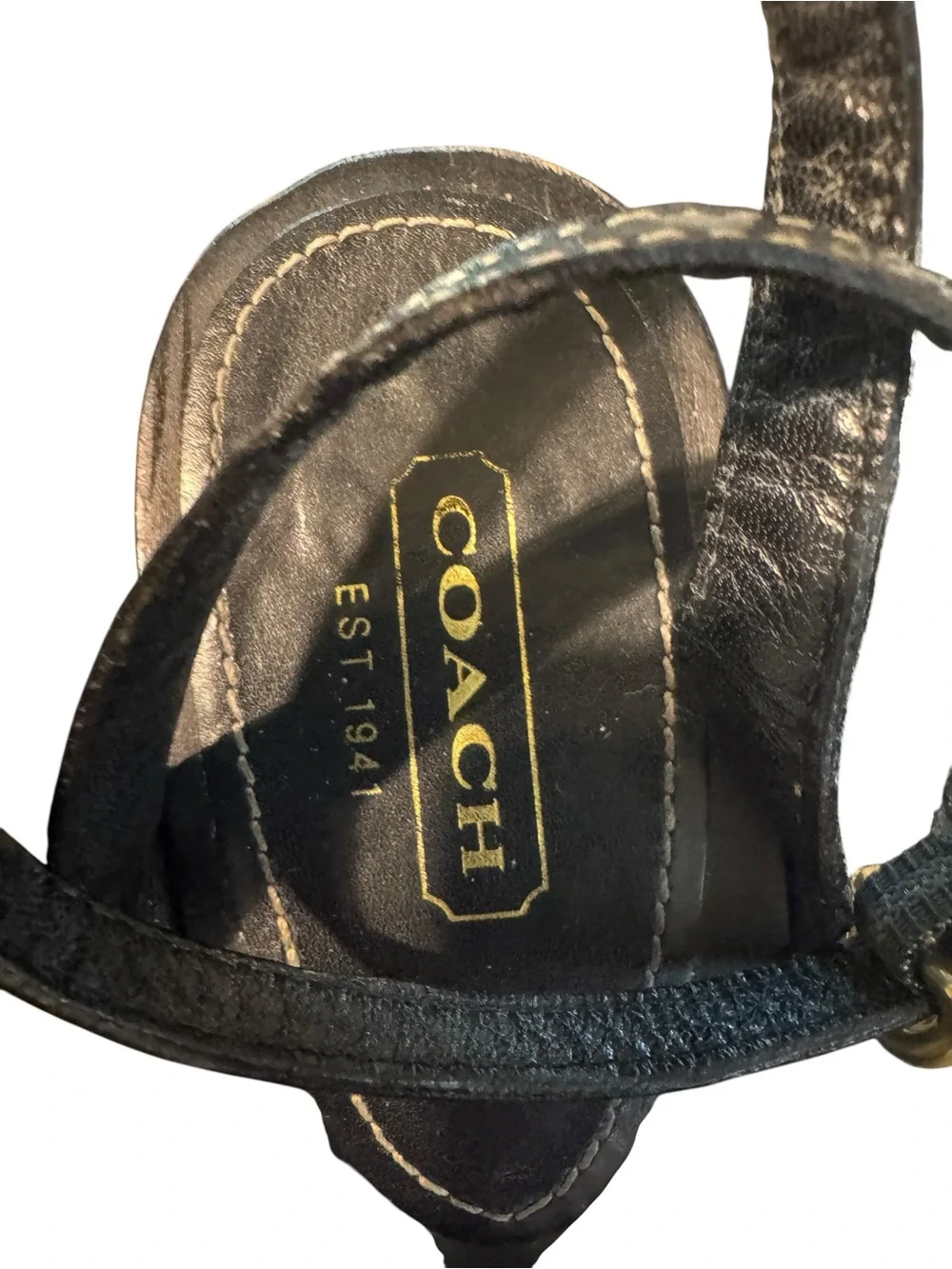 Coach Turnlock Leather Platform Ankle Strap Heels Black Studded Size 11